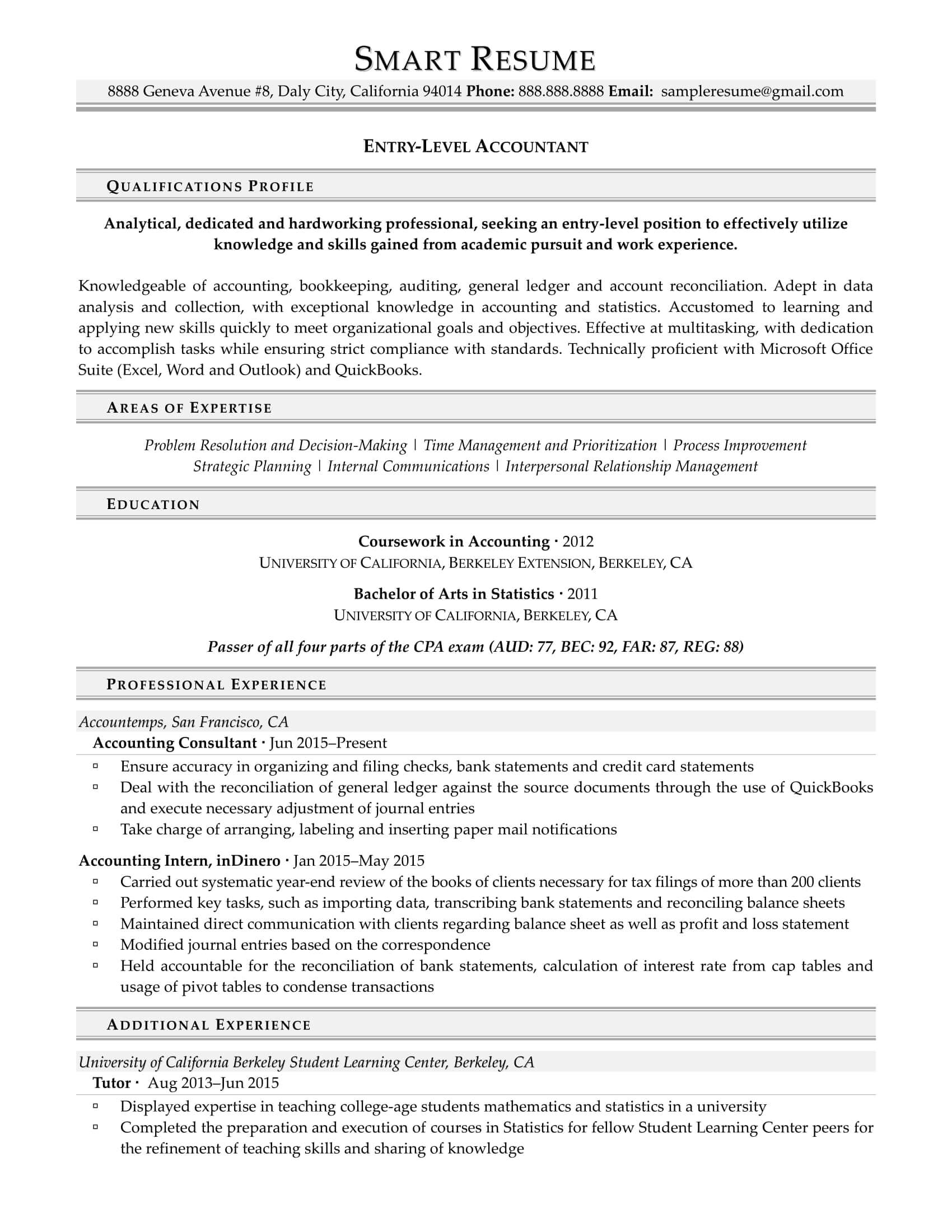 Entry-Level Accountant Resume Sample